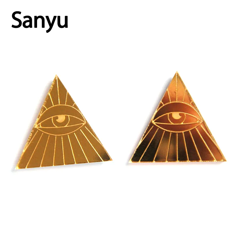 Новый стиль Винтаж треугольник с золотистой зеркальной поверхности акриловые
