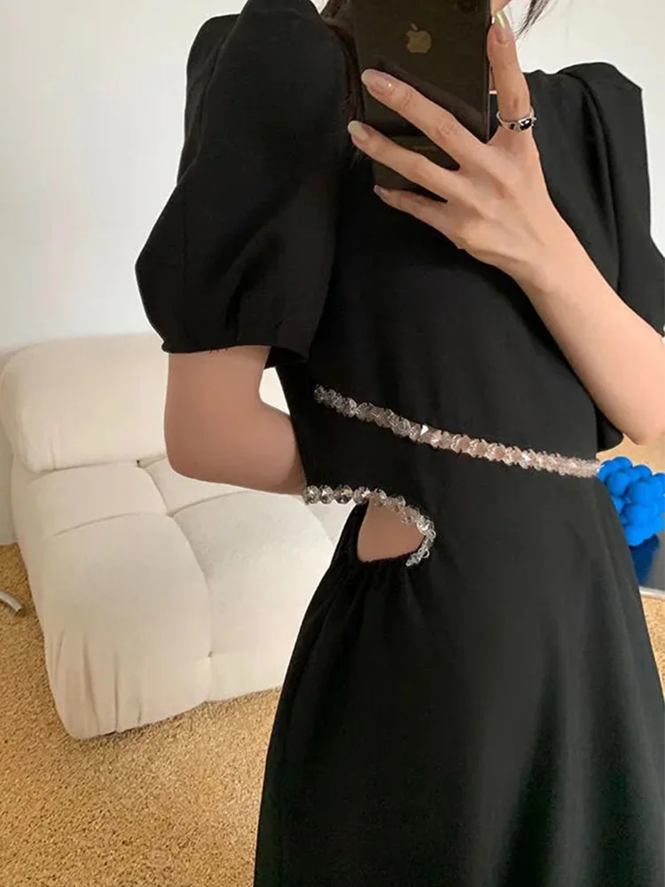 

Sister Fara New Beading Backless Women's Dress 2021 Summer Fashion Loose Solid Ankle-Length Dress O-Neck Casual Women's Dresses