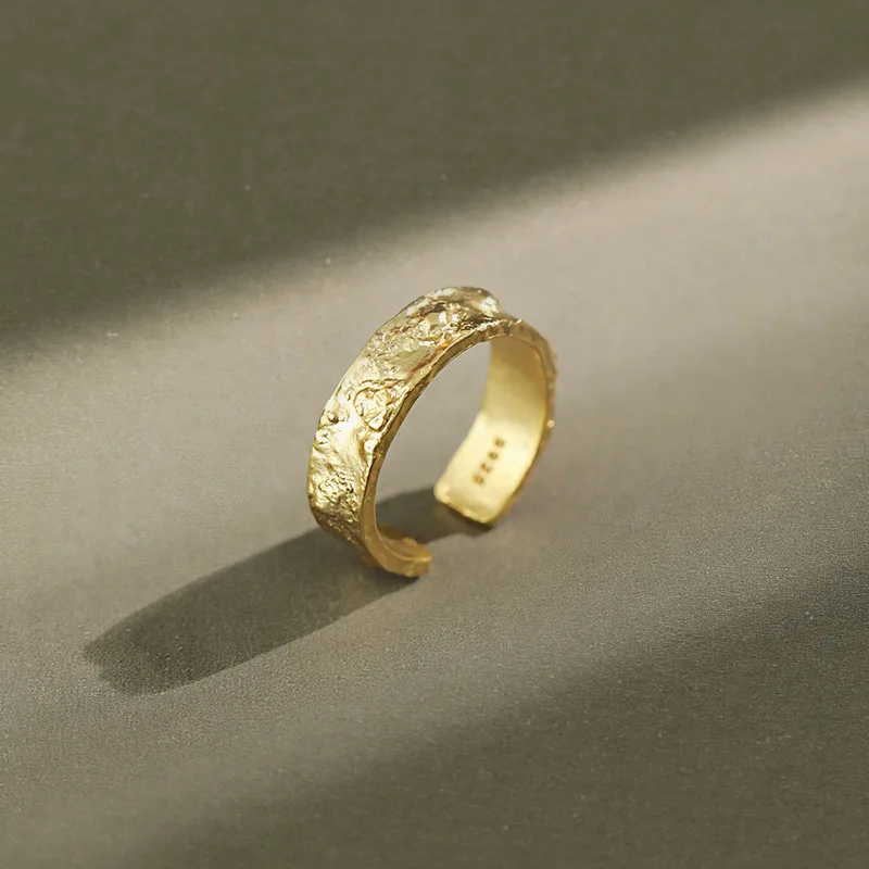 Новый 925 стерлингового серебристый неправильной формы поверхности пара колец