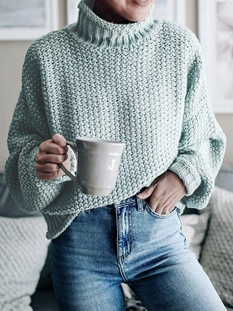 

Women's sweaters 2020 Turtleneck Pullovers Tops Female Streetwear Woman Clothes Knitwear Blouse Lady sweater With Dropshipping