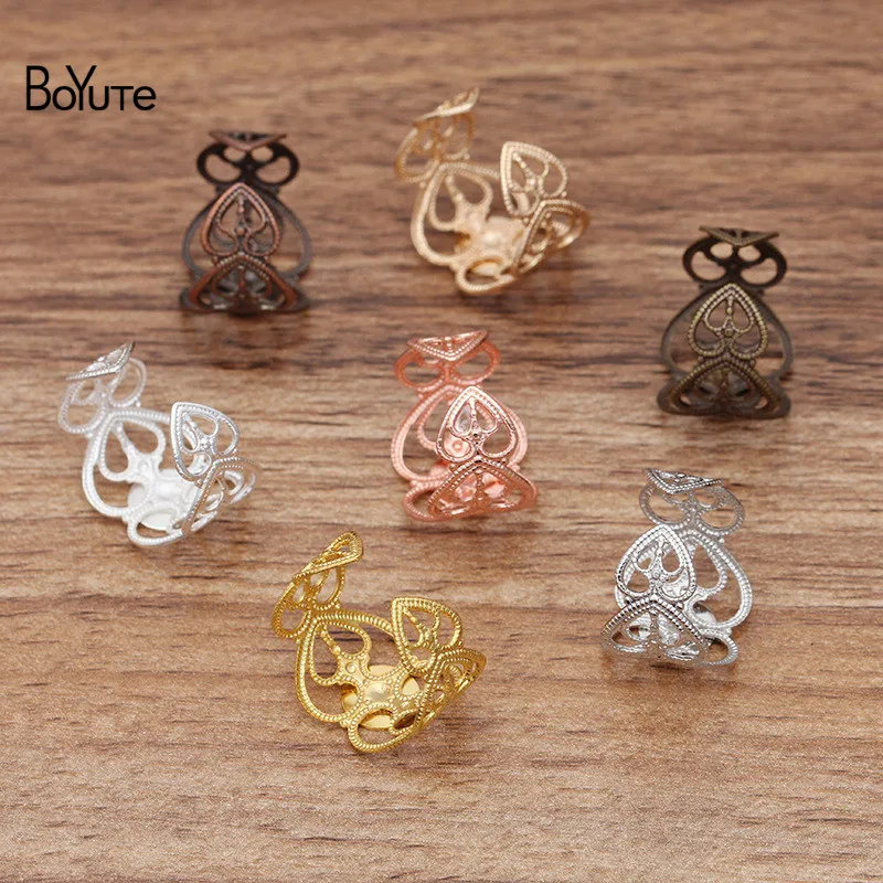 BoYuTe (20 шт./лот) металлическое Латунное Филигранное кольцо в форме сердца с плоской
