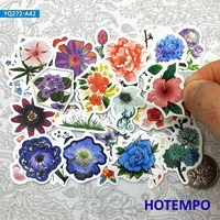 42pcs cute hand drawn plant colorful flower mini diary sticker for kids toys scrapbook notebook stationery phone laptop stickers