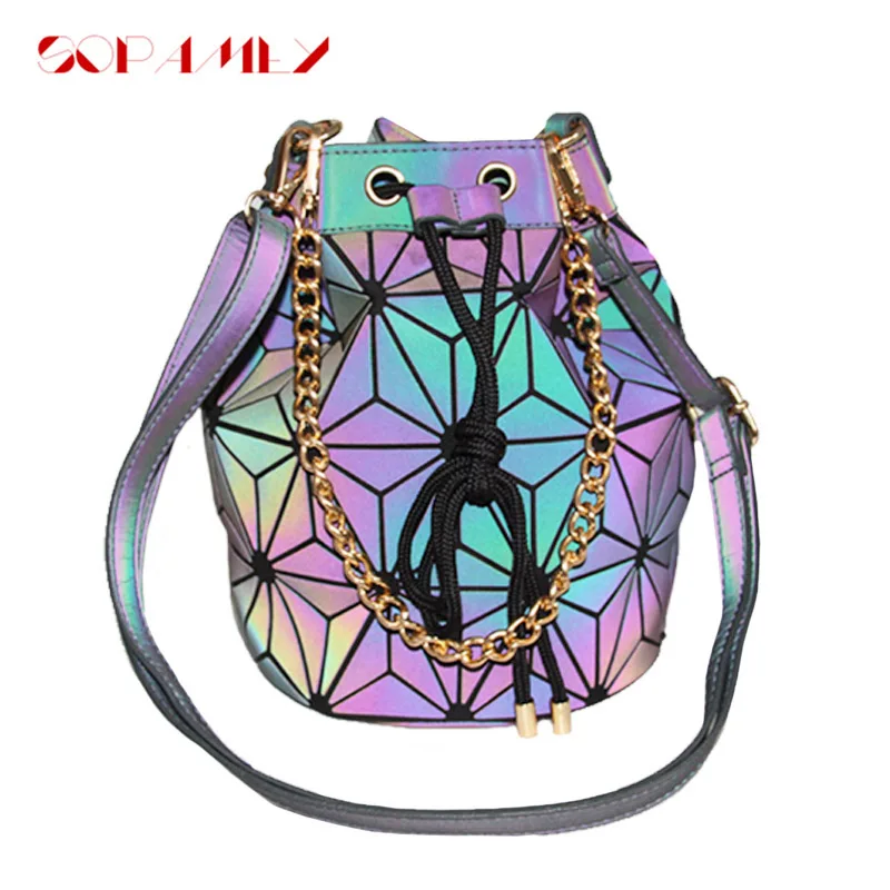 Новинка 2021 светящиеся женские сумки сумки-тоуты с геометрической цепочкой