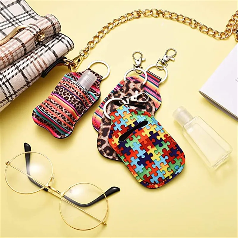 

Hand Sanitizer Keychain with 30Ml Bottle Leakproof Portable Outdoor Travel Plastic Bottles Key Chain Ring Hand Sanitizer Holder