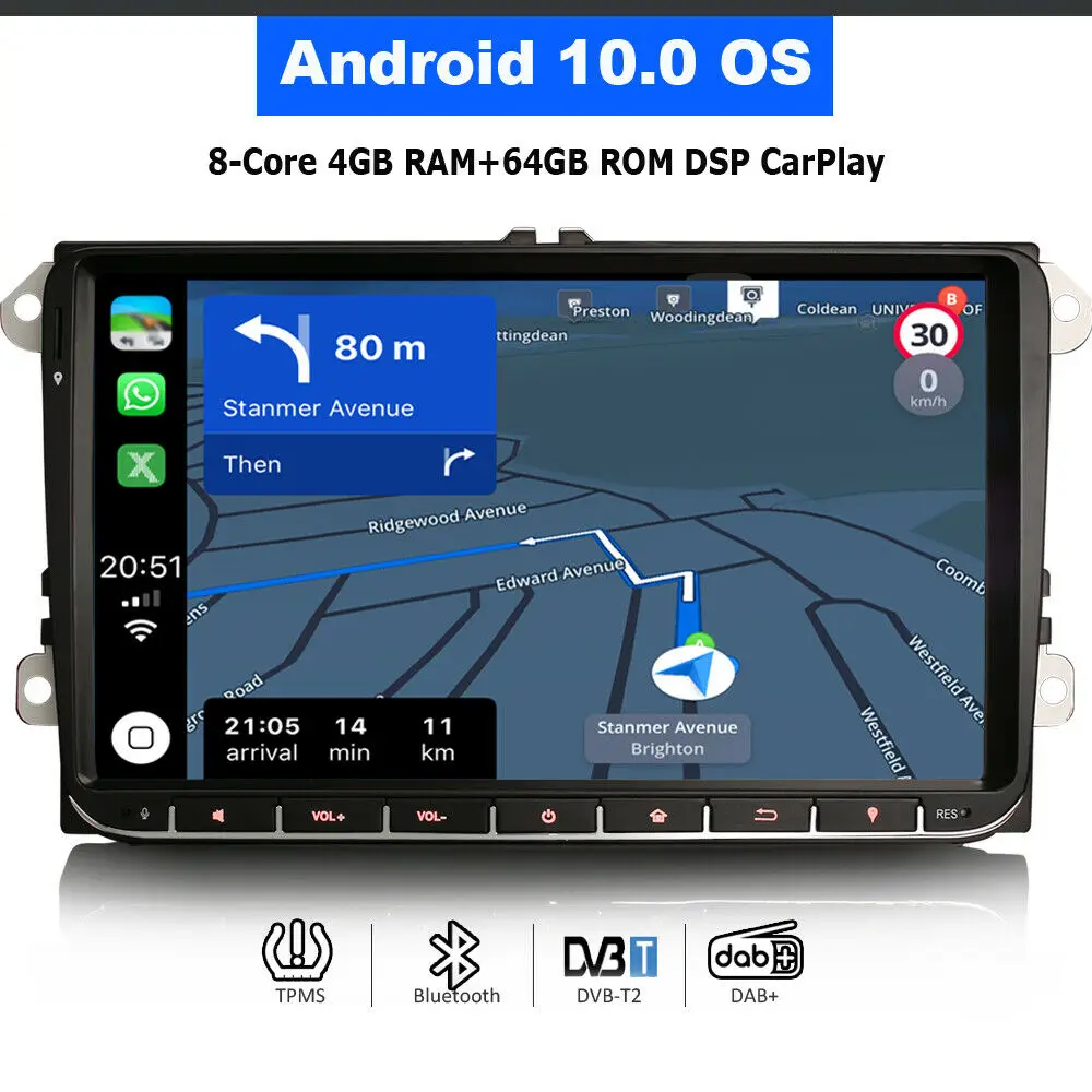 Автомобильное радио 9 дюймов Android 10 0 Bluetooth Wi Fi GPS навигатор для VW Golf Passat Polo Scirocco Touran