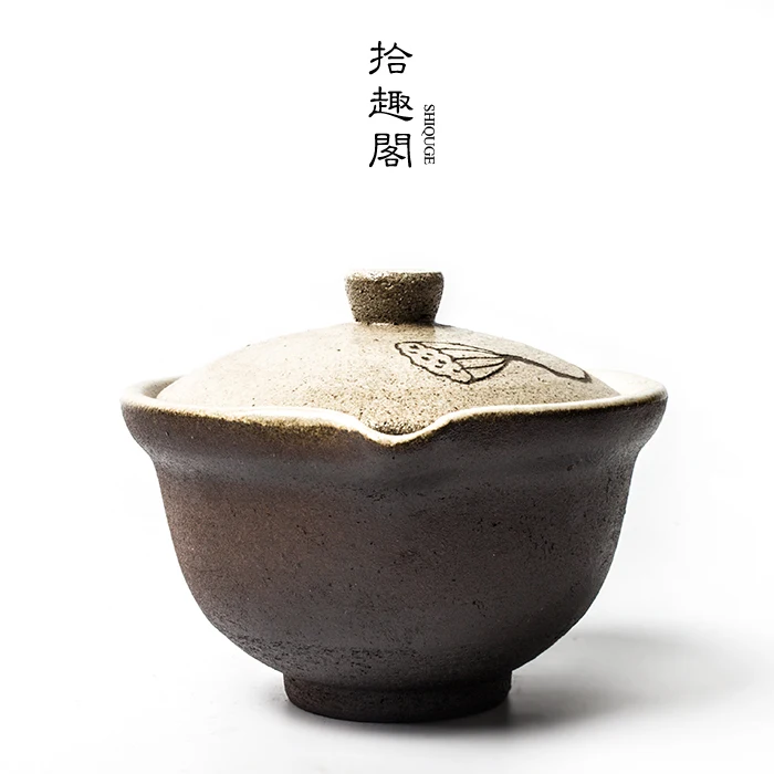 

★Ручная грубая керамика tureen Японский чай кунгфу Чайный набор Керамический Китайский ручной захват Чайник Посуда чаша чашка с трещинами