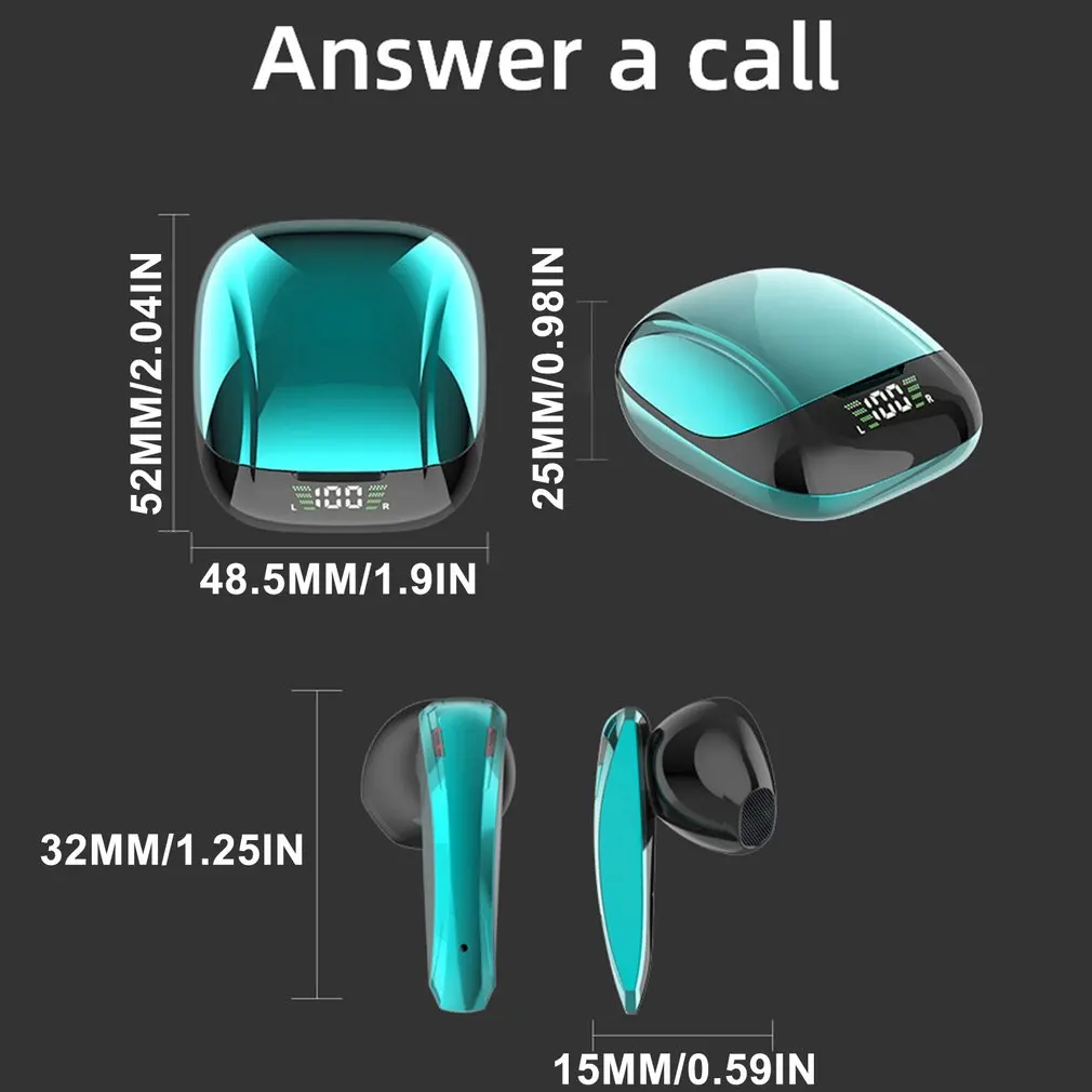 

TWS Wireless Earbuds Earphones With Mic Low Latency Game Headphones In Ear LED 5hrs Playtime Touch Earpieces For Android iPhone