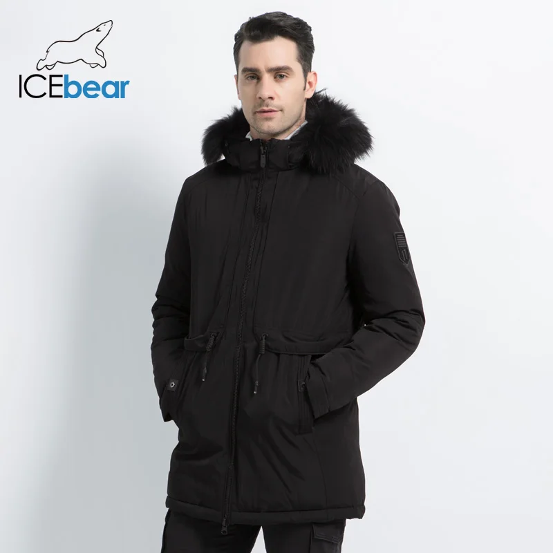 ICEbear 2019 зимняя куртка мужская с меховым воротником планка регулируемый пояс
