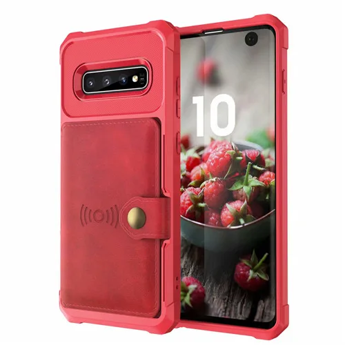 Для samsung Galaxy S10 S10E S9 Plus Note 9 10 Plus Pro противоударный Магнитный чехол-бумажник для карт для samsung S 10 9 Plus - Цвет: Красный