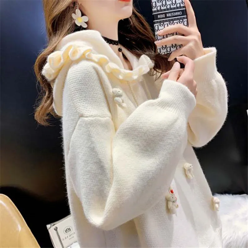 

Spring 2020 new sweater women loose hooded tops regular flower embroidery pullover tops sweater women