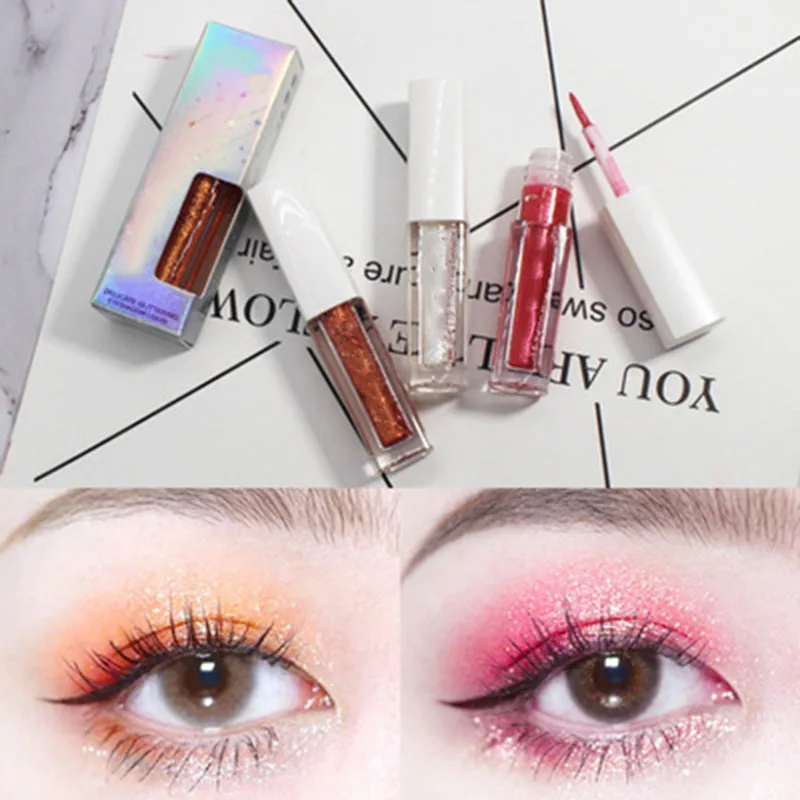 

4 цвета Тени для век алмазные жидкие телесные металлические мерцающие тени для век блестящие косметические макияж Пигментные тени для век ж...