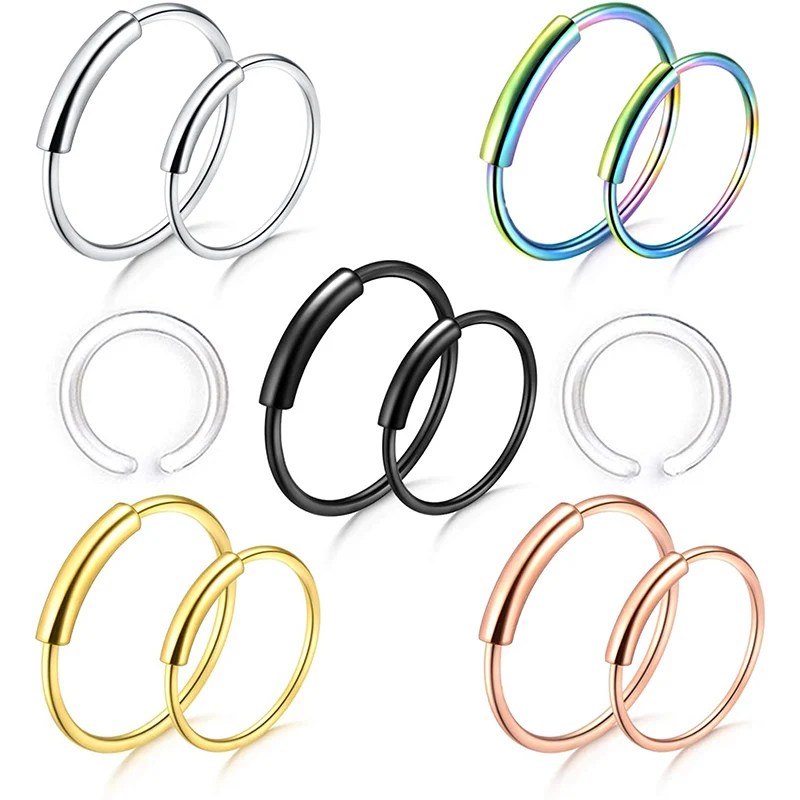 18 г 22 кольцо для носа пирсинг женщин Пирсинг из нержавеющей стали 8 мм 10 ювелирные