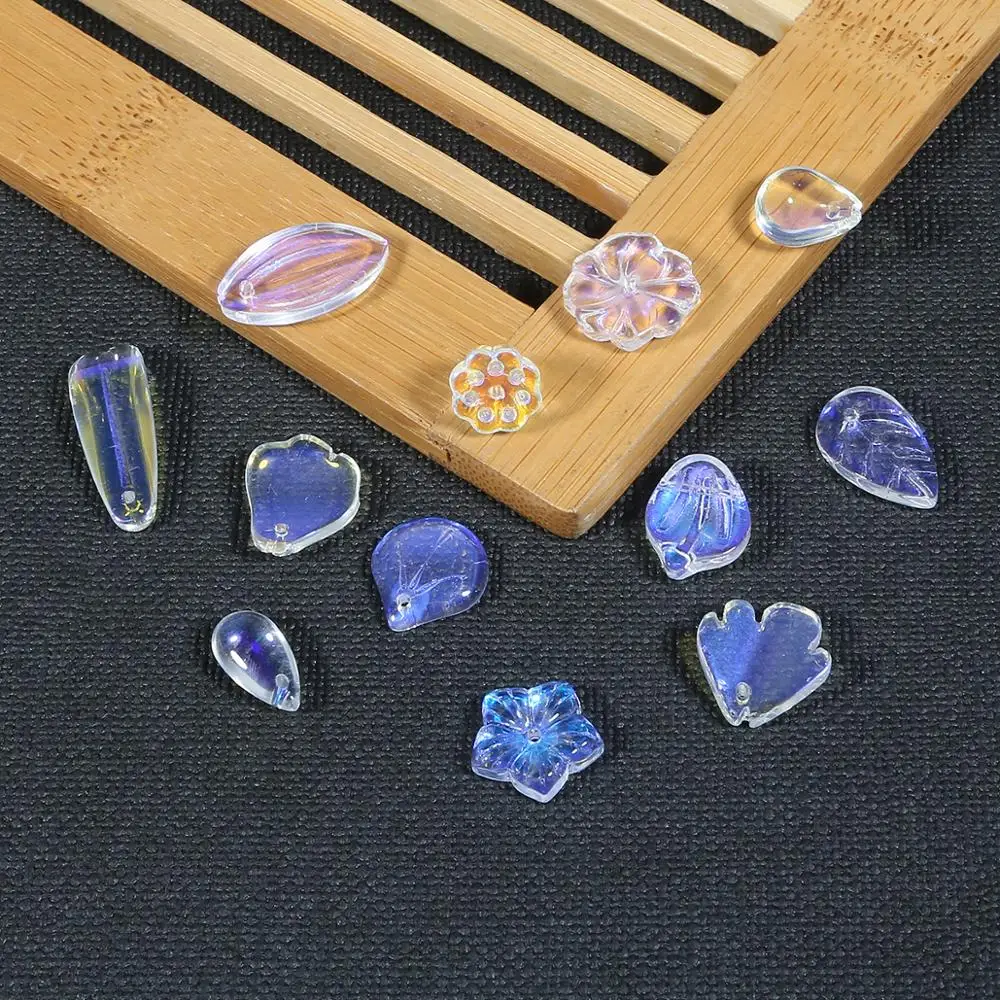 10pcs/lot Glass petals beads plum flowers lotus leaves styles For Jewelry Making Arts Crafts Apparel Sewing Garment Beads DIY | Дом и сад