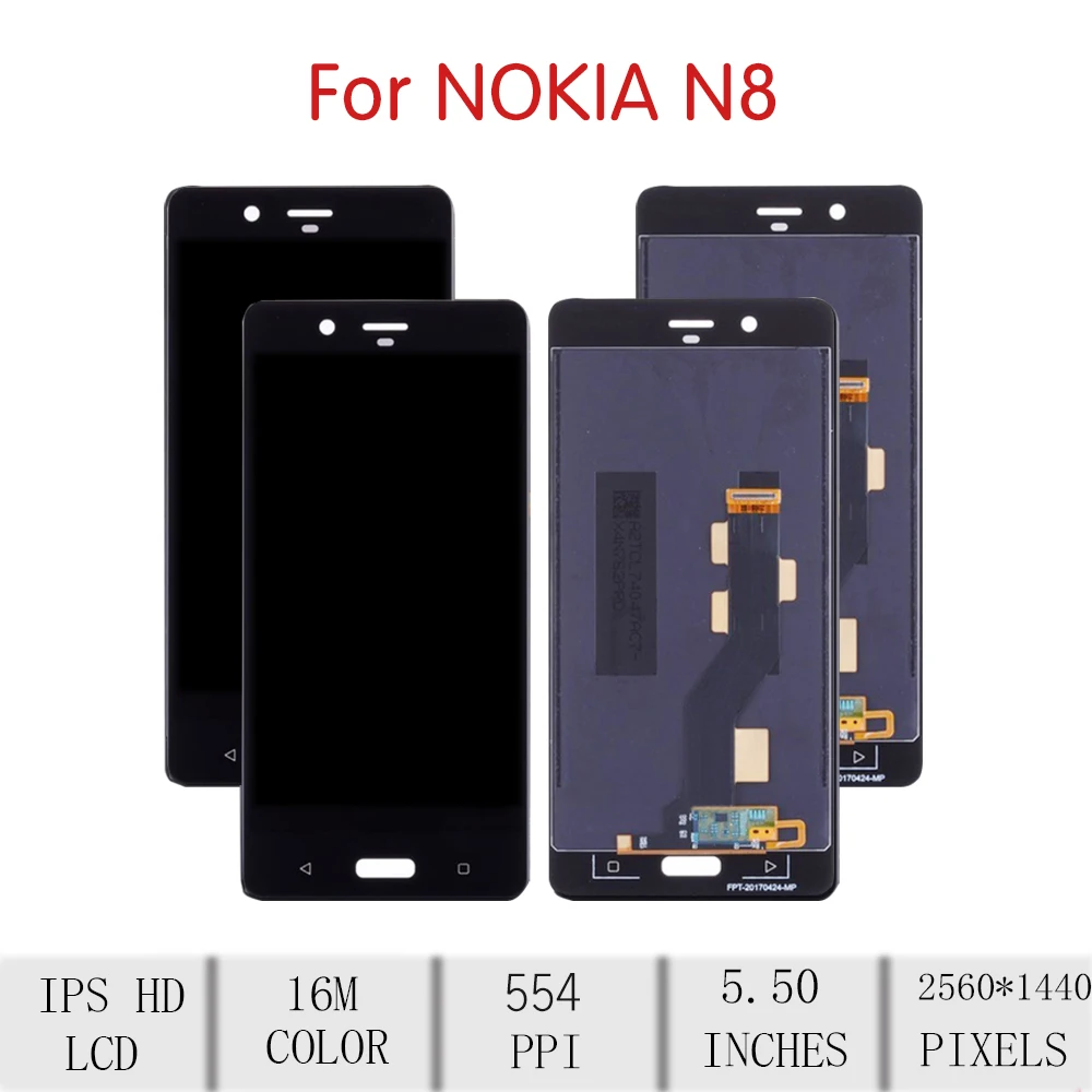 5.5&quotORIGINAL For NOKIA 8 LCD Touch Screen Digitizer Assembly Nokia Display Replacement N8 TA-1003 TA-1023 TA-1000 TA-1025 | Мобильные