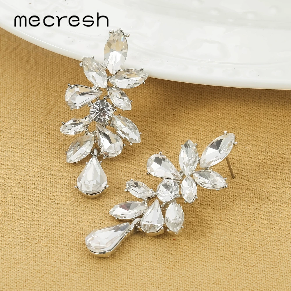 Mecresh кристаллическое Украшение конский глаз Висячие серьги для свадьбы
