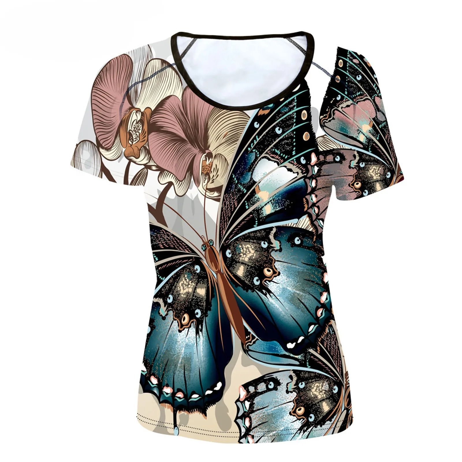 Футболка с 3d-рисунком животных летняя футболка коротким рукавом и круглым