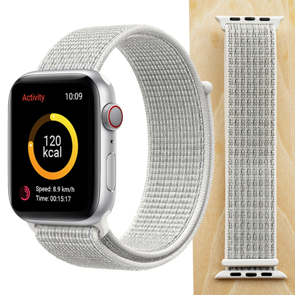 Высококачественный нейлоновый спортивный ремешок для Apple Watch, ремешок 44 мм, серия 5, 4, 3, 2, 1, дышащий тканый ремешок 42 мм, iwatch 40 мм, 38 мм - Цвет ремешка: Summit White
