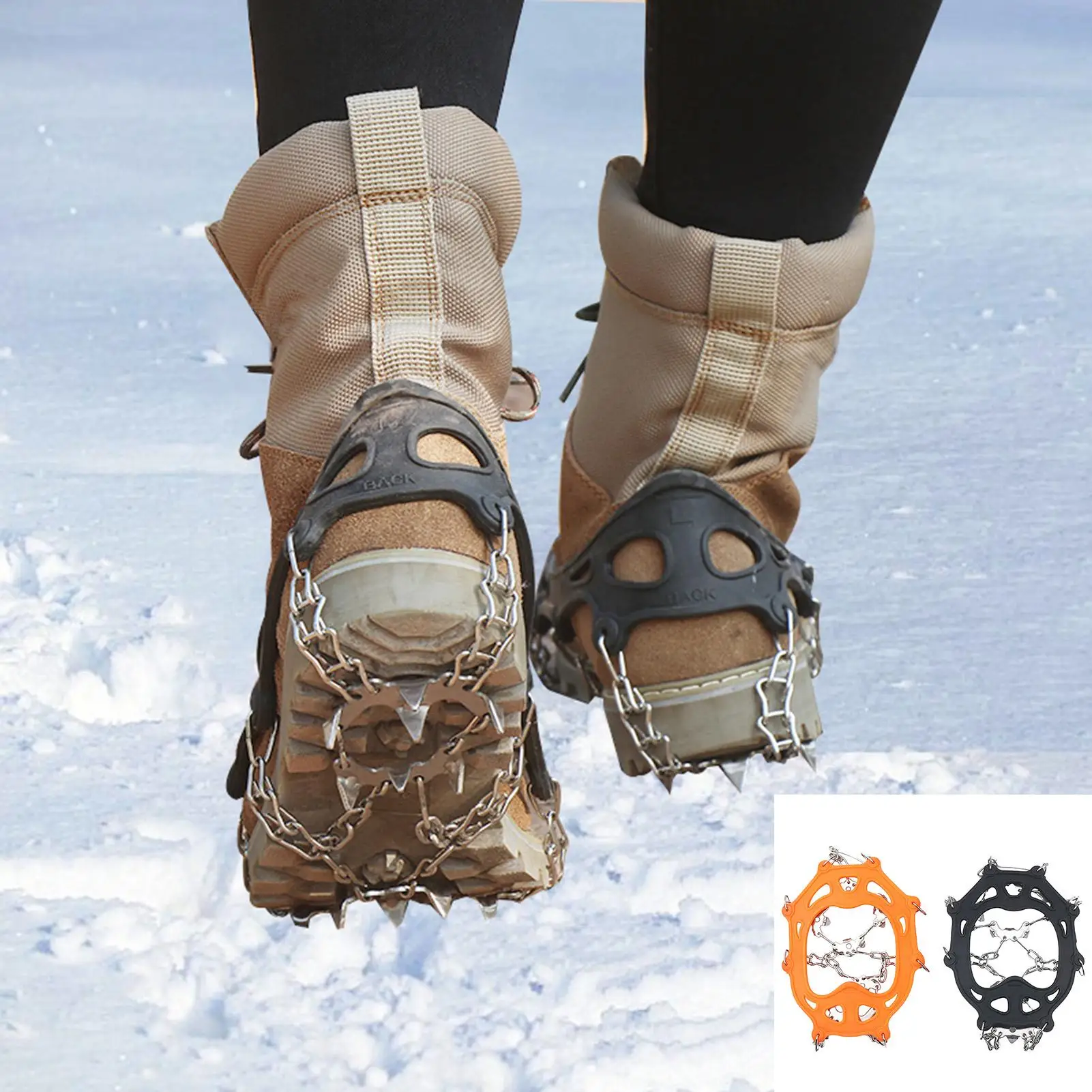 

19 Teeth Ice Crampons Winter Snow Boot Shoes Ice Gripper Anti-skid Ice Spikes Snow Traction Cleats Gripper Climbing Equipment