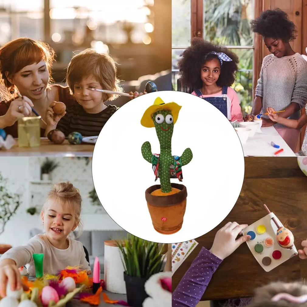Dancing Cactus Electron Plush Toy Soft Plush Doll Babies Cactus That Can Sing And Dance Voice Interactive Bled Stark Toy For Kid