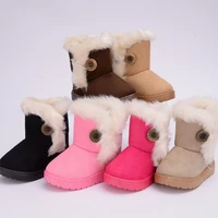 winter children boots thick warm shoes cotton padded suede buckle girls boots boys snow boots kids shoes 6 colors size 21 35