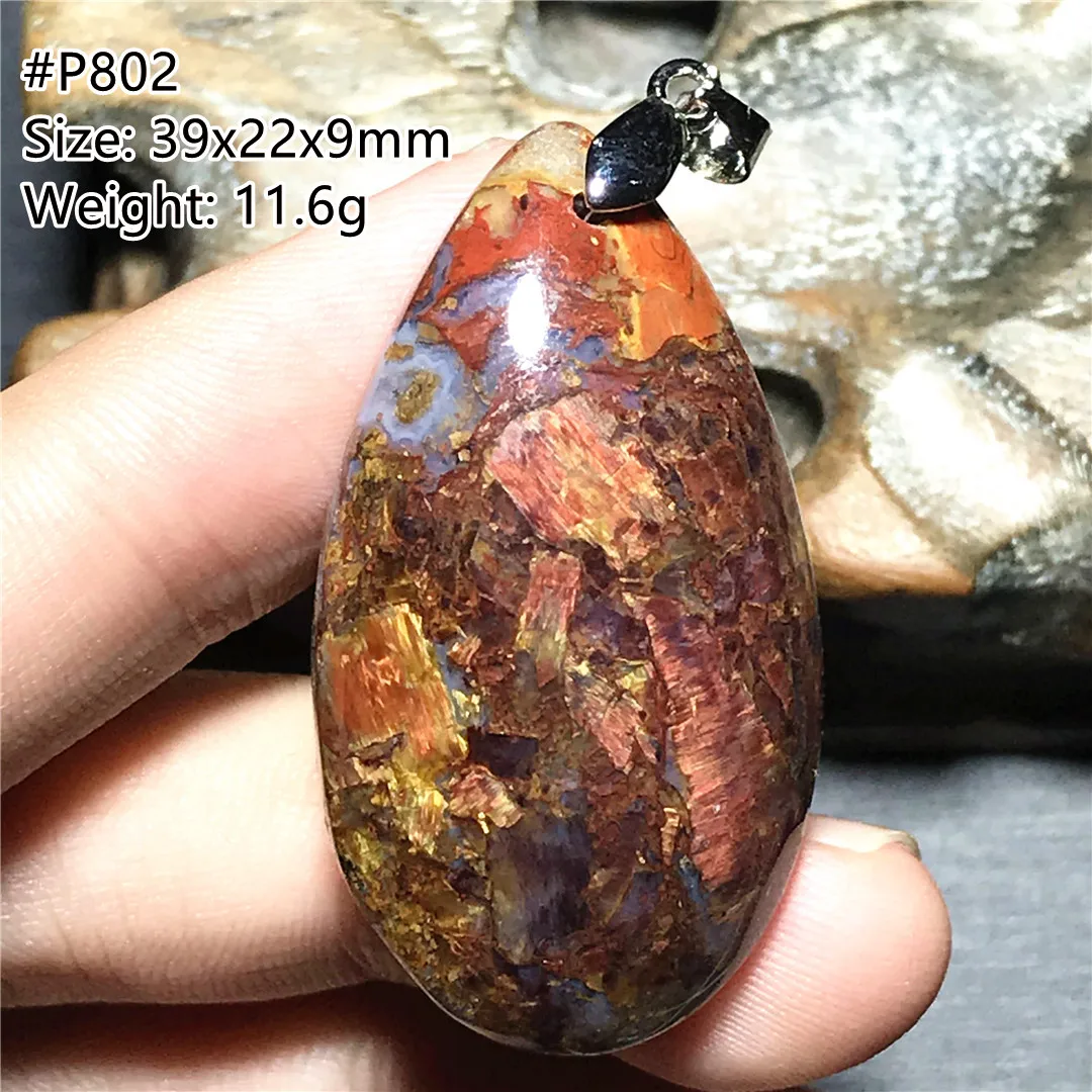 

Natural Red Pietersite Stone Pendant For Women Lady Man Gift Crystal Silver 39x22x9mm Beads Namibia Reiki Gemstone Jewelry AAAAA