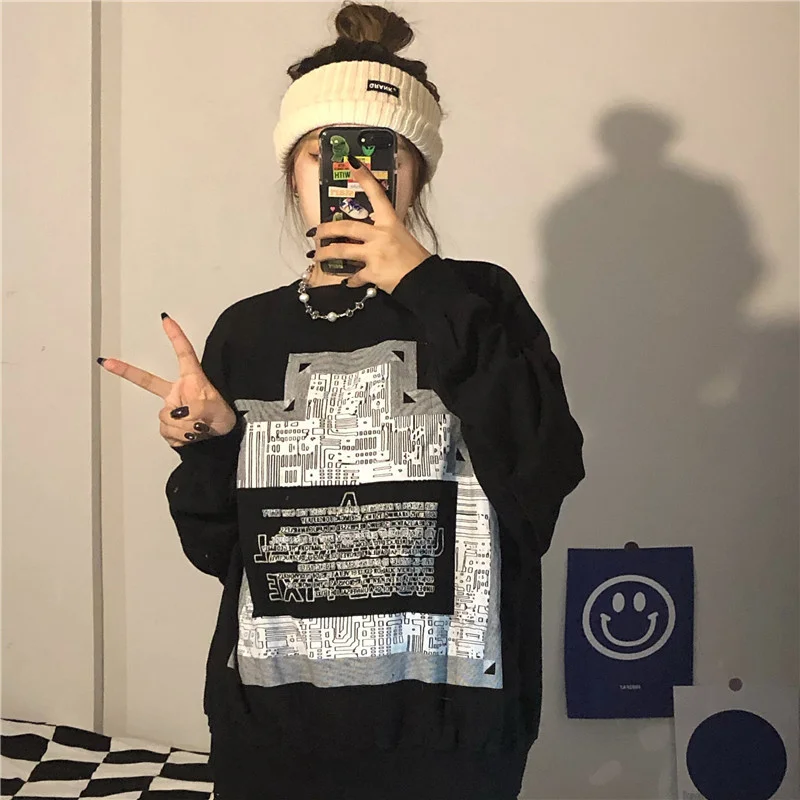 

Real Shot Retro Sweater Women's Spring and Autumn Loose Korean Style