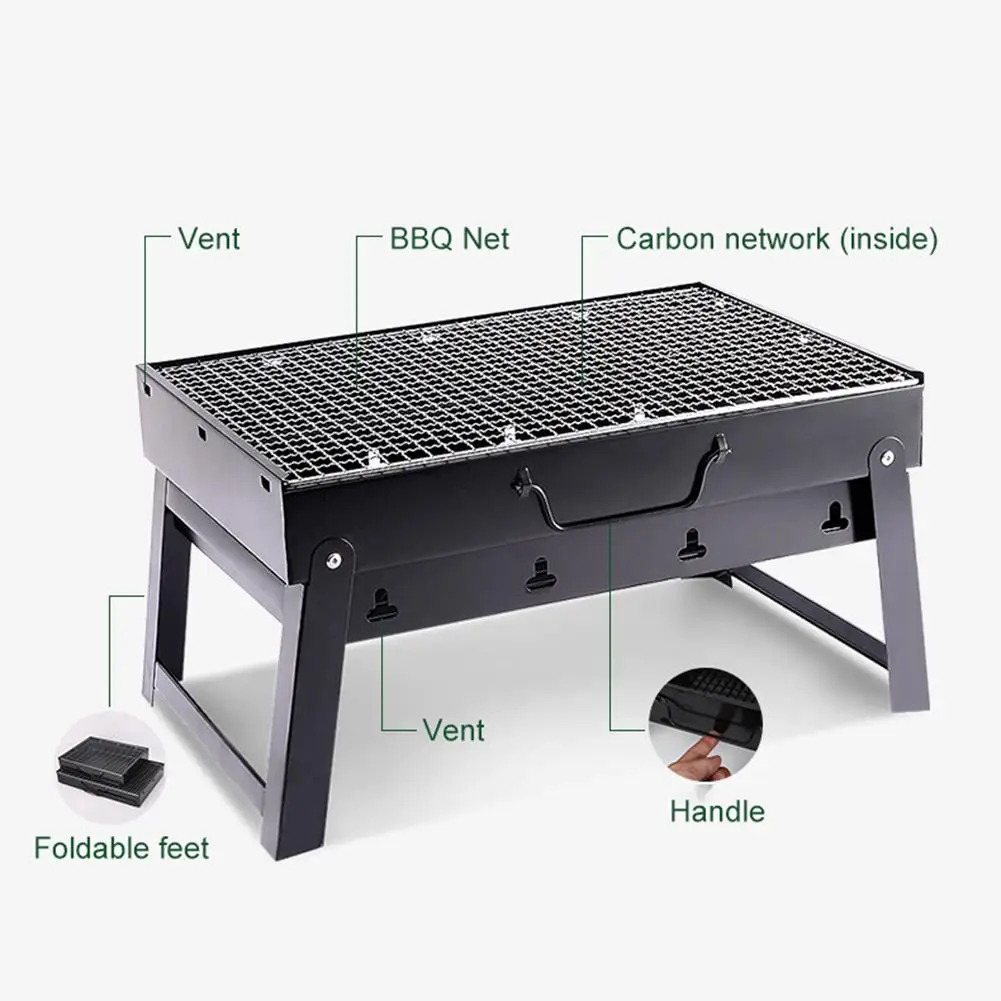 

Portable Folding Charcoal Barbecue BBQ Grill Storage Rack Camping Grill Barbecue Accessories Non-stick Pad Camping Picnic Tool