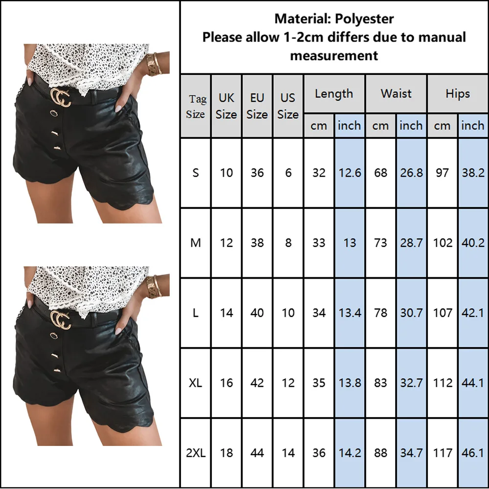 

Women Black PU Shorts Casual Sexy Short Fashion Streetwear 2021 PU Leather High Waist Shorts Ladies Spring Summer Trousers D30