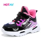 Кроссовки детские плюшевые для девочек, Повседневная теплая спортивная обувь для баскетбола, зима 2021