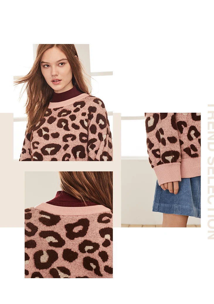 ONLY2019 sets new winter loose leopard long-sleeved sweater knit female | 119313543