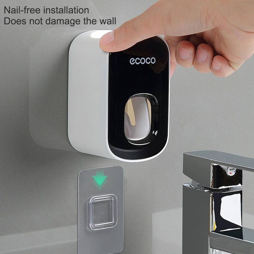 Automatic Toothpaste Dispenser Wall Mount Toothbrush Holder Bathroom Accessories Set Squeezer for | Дом и сад