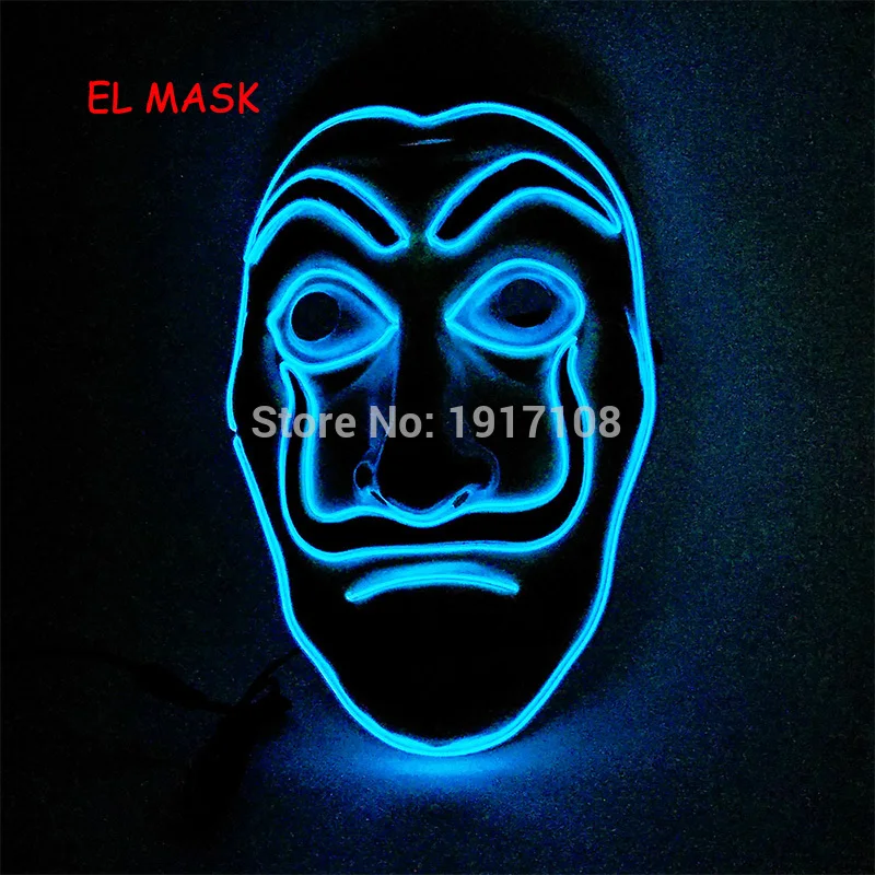 mask 35 Лидер продаж EL Wire светящаяся маска Nenon светильник костюм маска светодиодный Вечерние Маски для страшной тематики косплей маска украшение - Цвет: mask 35
