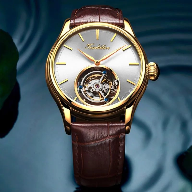 F Tourbillon часы GUANQIN на механический сапфир для мужчин s часы лучший бренд класса люкс часы для мужчин Relogio Masculino - Цвет: F