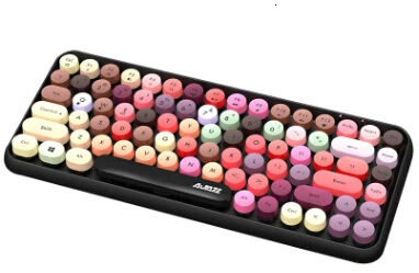 

Bluetooth Keyboard Retro Round Keycap Plastic Panel Colorful Border WaterproofMobile Phone Keyboard