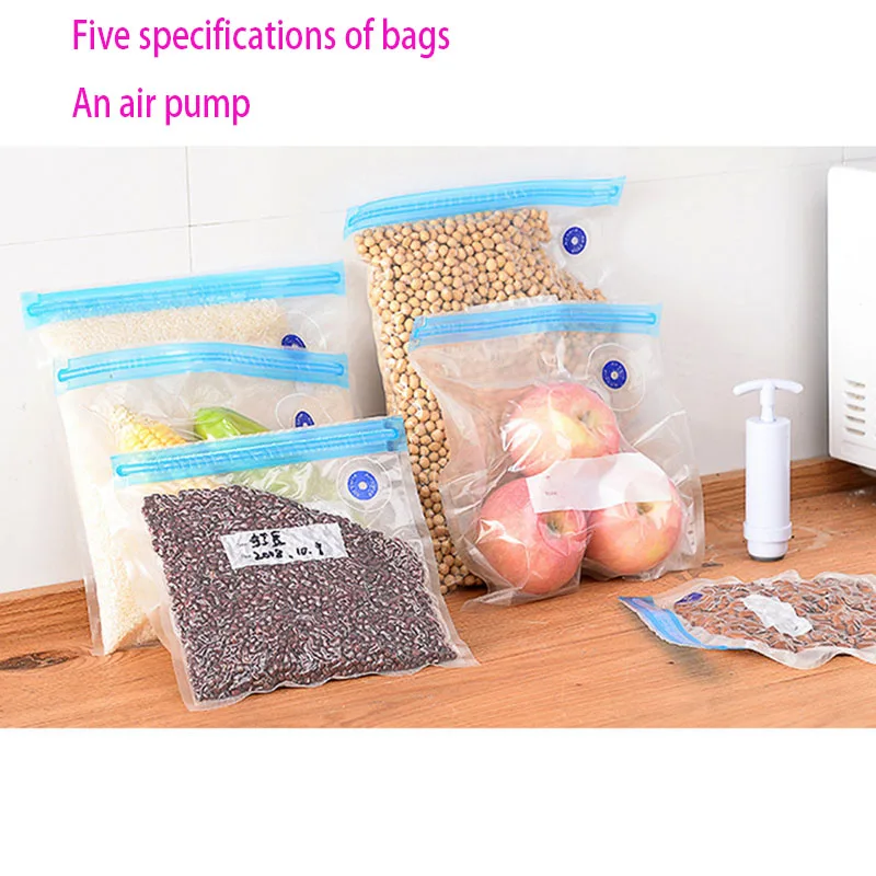 

5Pcs Food Vacuum Compression Bag Grain Vacuum Bag Vacuum Sealing Air Extraction Bag Kitchen Organizer Cooked Food Fresh Keeping