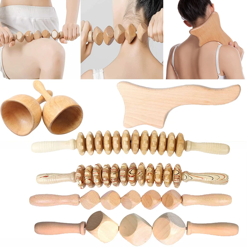 

Wooden Body Massage Tool Foot Reflexology Acupuncture Thai Massage Roller Therapy Meridians Scrap Lymphatic Health Care