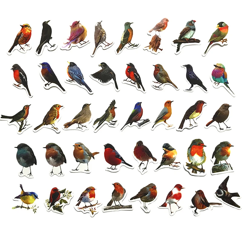 

40 шт./компл. декоративные наклейки Robins в виде птиц, клейкие наклейки, самодельные Украшения, дневник, канцелярские наклейки, изысканный пода...