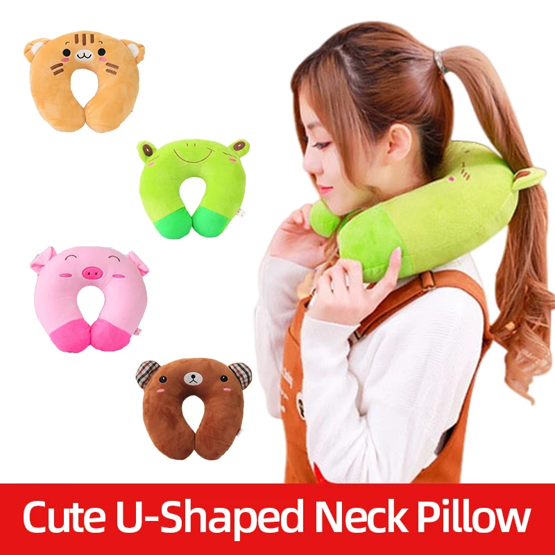 Мягкая U образная плюшевая подушка для сна медленно восстанавливающая форму в