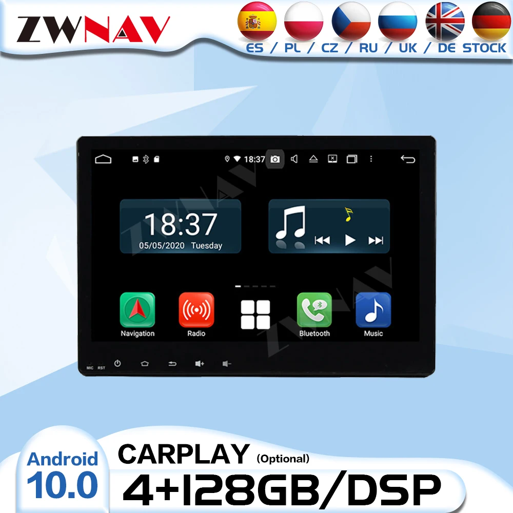 

Автомобильный мультимедийный плеер Carplay, 4 + 128 ГГц, 2 Din, Android 10