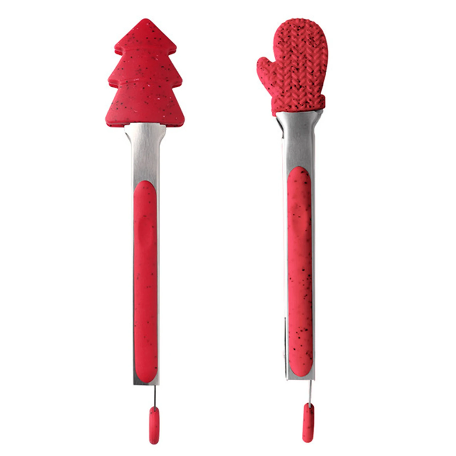 

2pcs Heat Resistant Christmas Style Portable Cooking Food Tong Accessories Hanging Hole Easy Clean Kitchen Tool Bread Non Slip