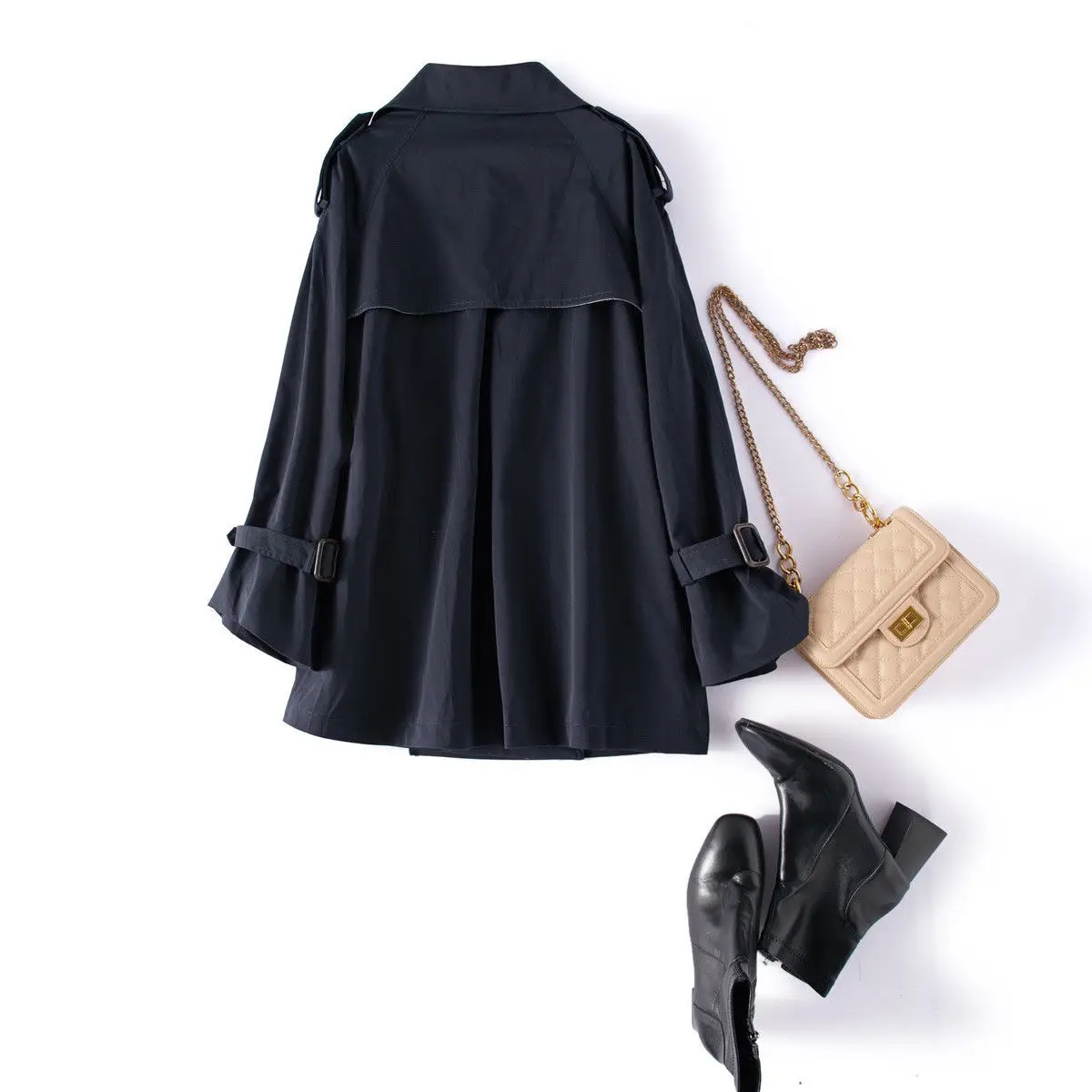 

Trench coat short women's small 2020 autumn new Korean version coat fashion large coat