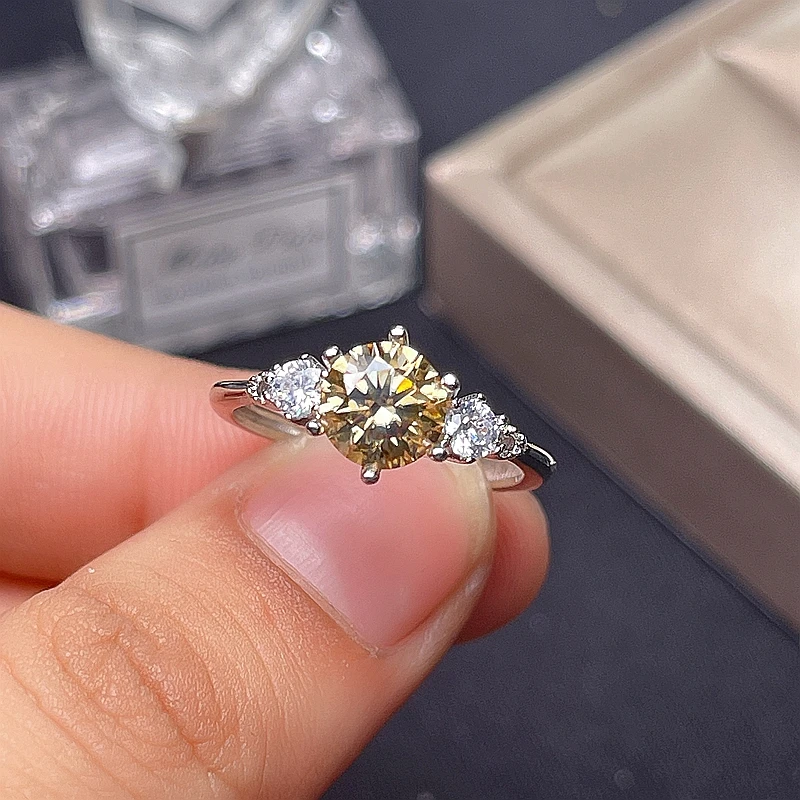 

1ct yellow moissanite engagement ring 925 Sterling Silver sales with free shipping clearance sale Certificate of GRA