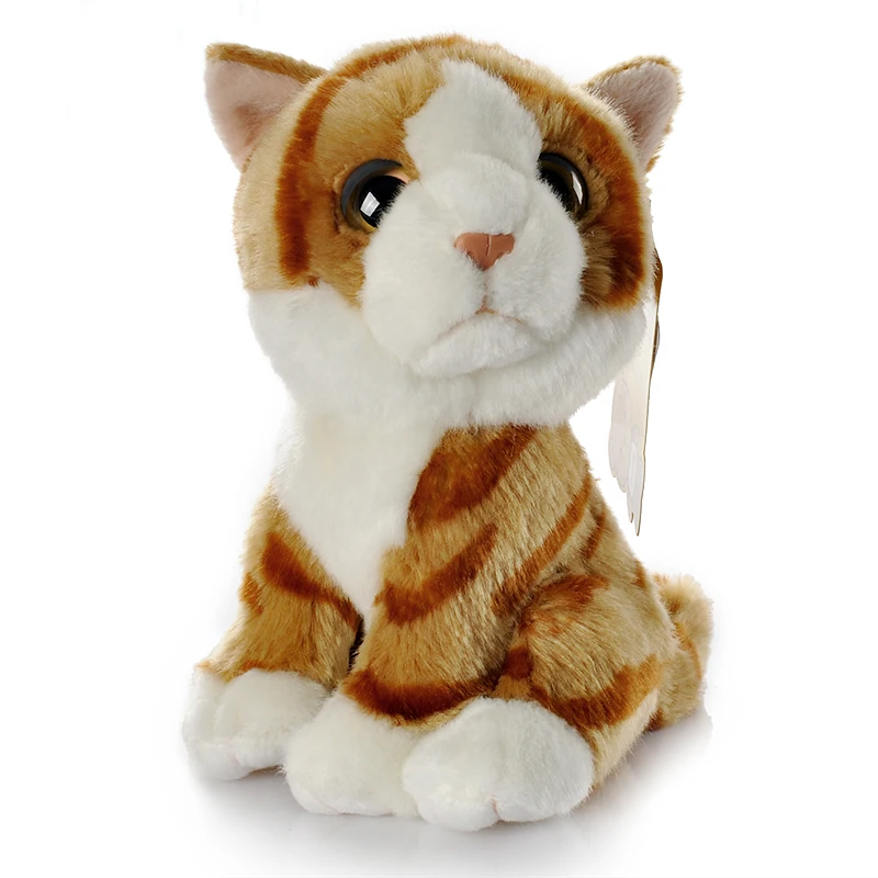 Реалистичная желтая полосатая кошка плюшевые игрушки мягкие милые большие белые