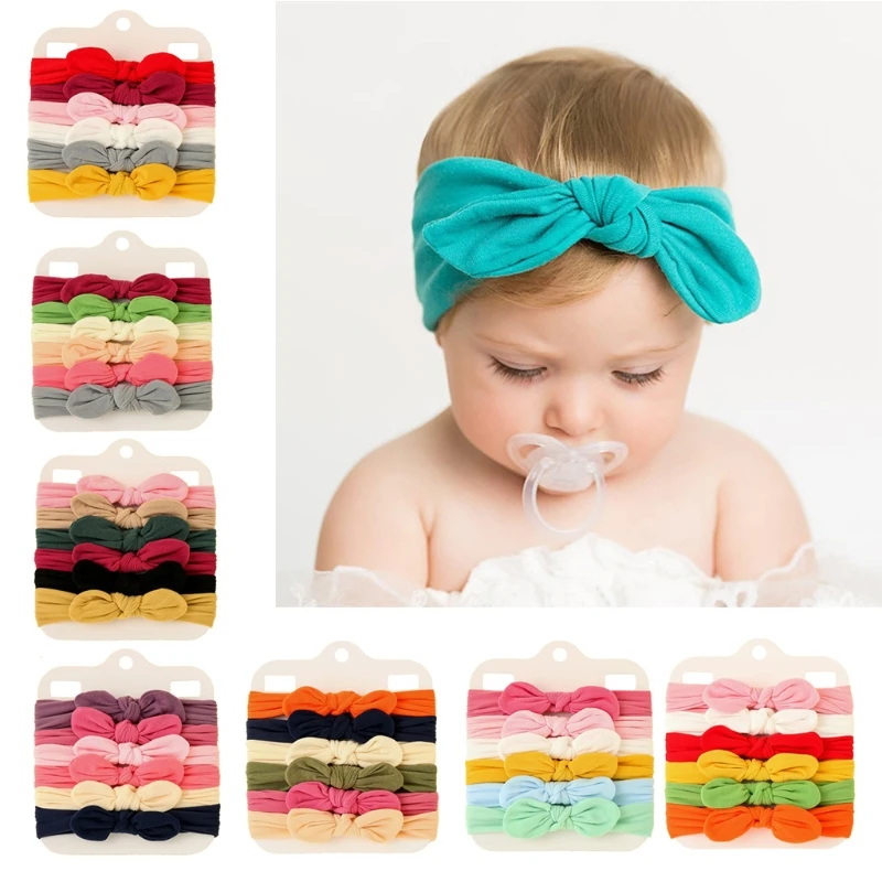 

Однотонные эластичные аксессуары для волос для новорожденных, 6 шт.