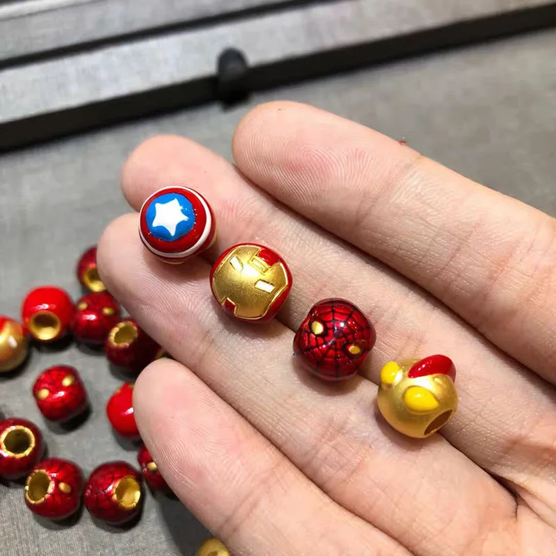 

disney gold-plated 3D gold Iron Man Superman Captain America Spider-Man Marvel transfer beads League of Legends