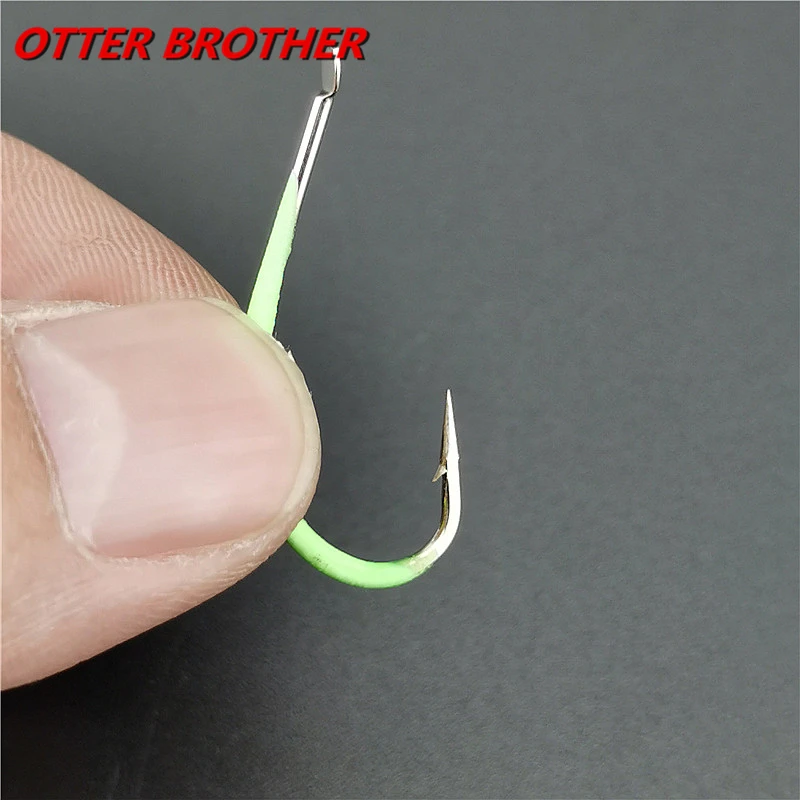 10 шт./лот светящийся рыболовный крючок с бородкой из высокоуглеродистой стали 9 #