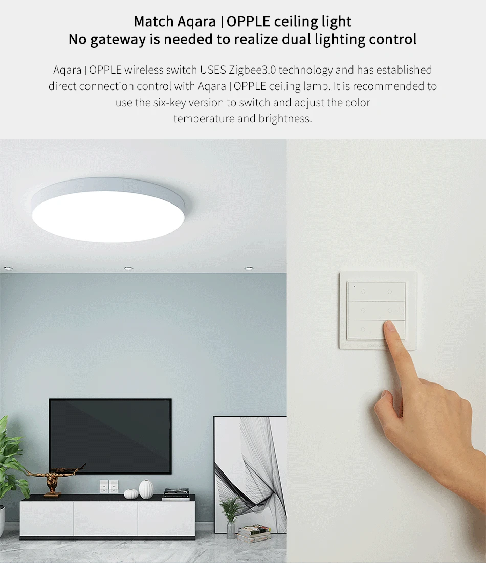 Новая международная версия Xiaomi Aqara opply беспроводной умный переключатель ZigBee 3,0 работает с Mijia App Apple HomeKit настенный переключатель