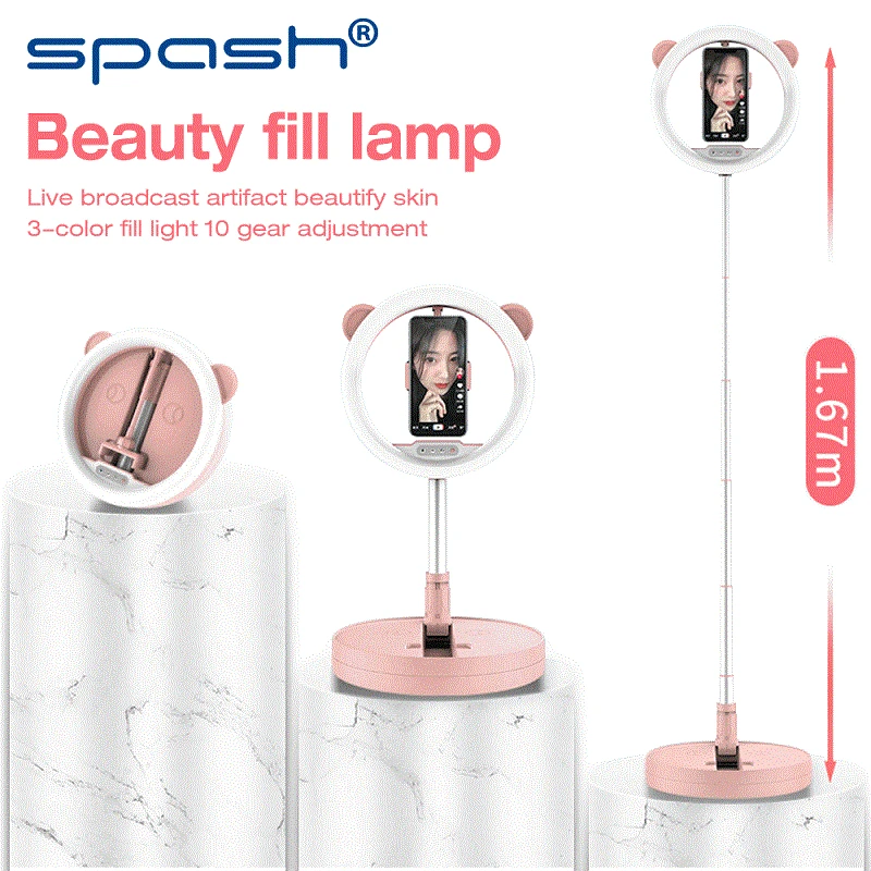 

Spash selfie ring light 10 inch foldable ring lamp dimmable wiht monopod phone holder LED ring light for photography light