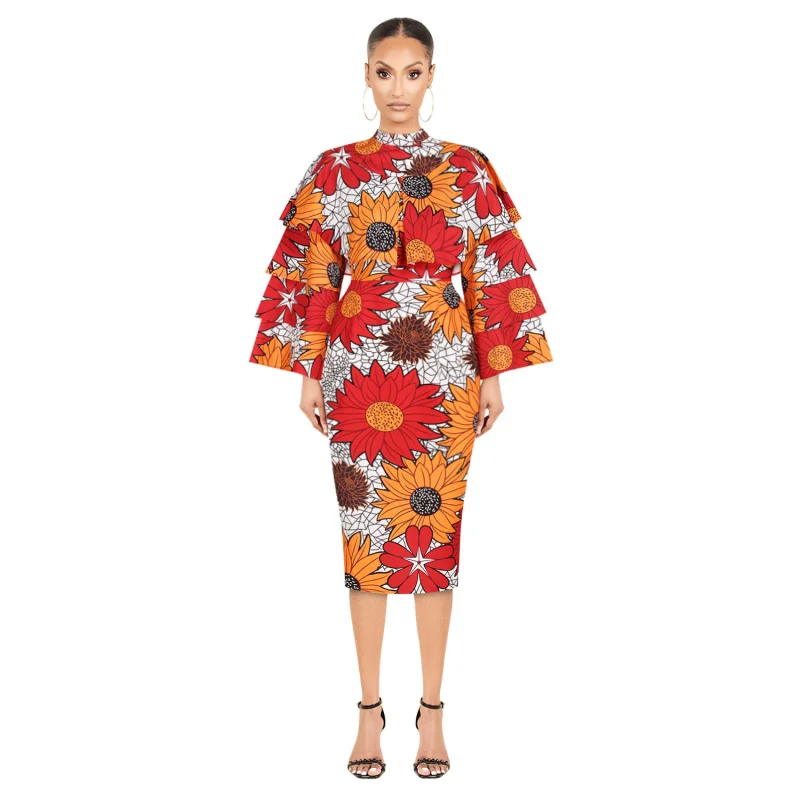 Новинка повседневное осеннее платье в африканском стиле с цифровым принтом