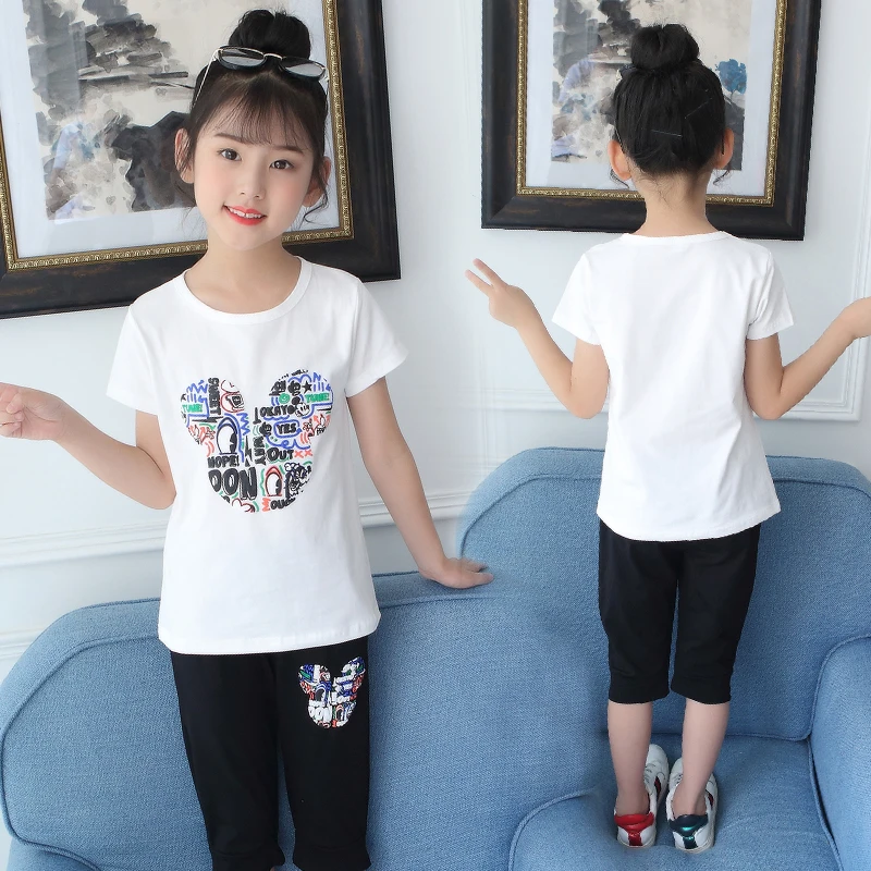 2020 летняя детская одежда для девочек футболка с короткими рукавами подростков +